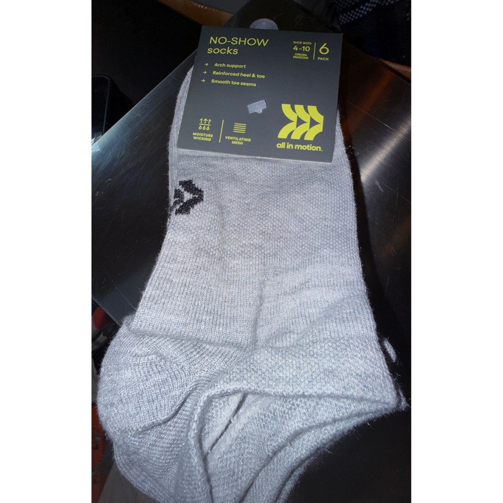 All in Motion No-Show Socks Women 4-10 NEW 12 Pairs Grey White Black Athletic